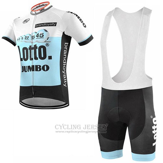 2019 Cycling Jersey Lotto NL-Jumbo Blue White Short Sleeve and Bib Short